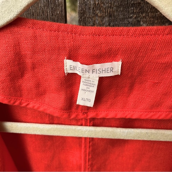 Eileen Fisher Heavy Organic Linen Open Cardigan Jacket in Geranium Orange Sz XL - Picture 3 of 10